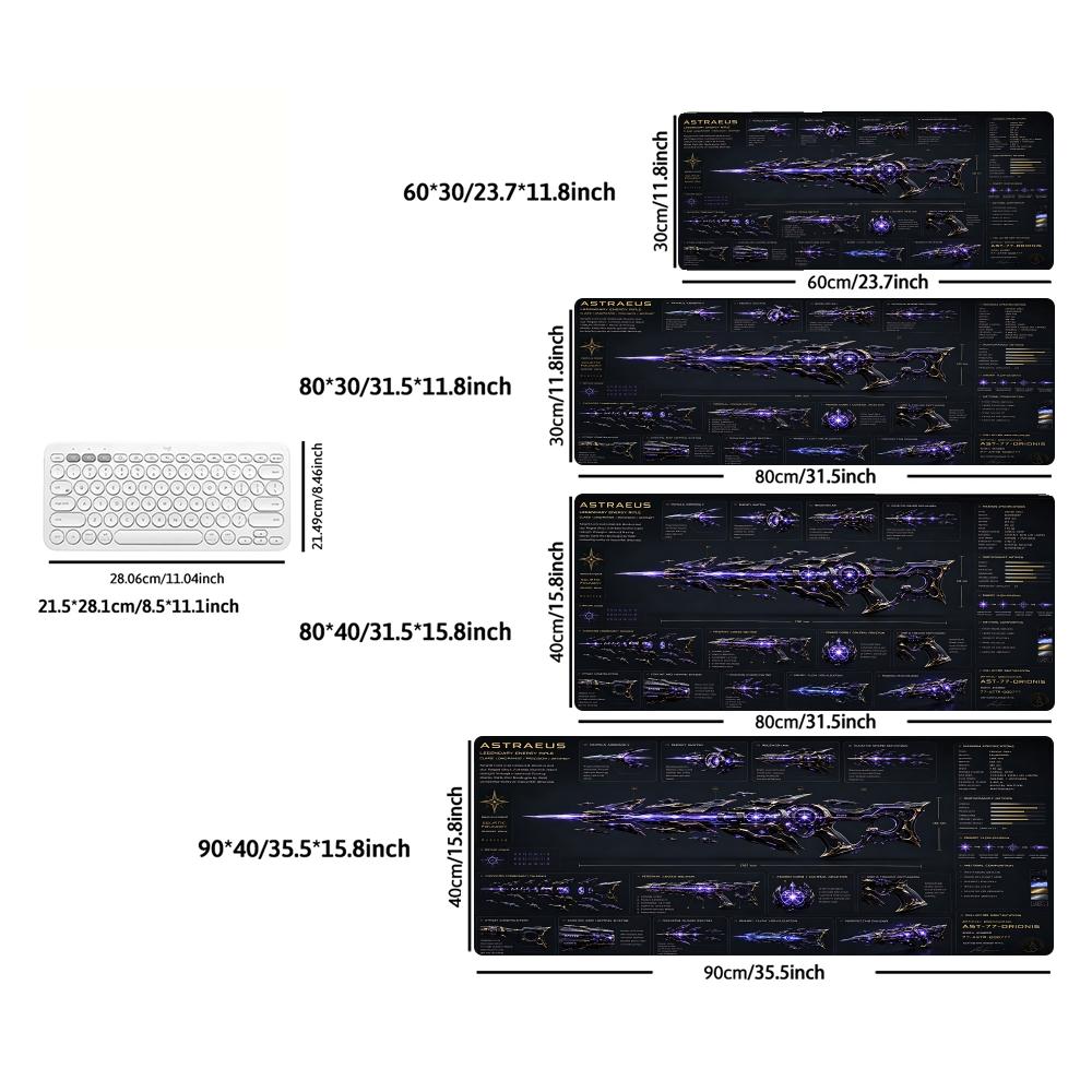 Sci-Fi Mech Armor Mecha Blueprint XXL Deskmat Futuristic Rifle Spaceship Large Non-Slip Rubber Keyboard Gaming Office Mouse Pad