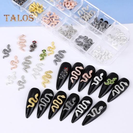 60Pcs/Box Snake Nail Charms with Rhinestones Elegant And Fashionable Nail Art Accessories for Women And Girls
