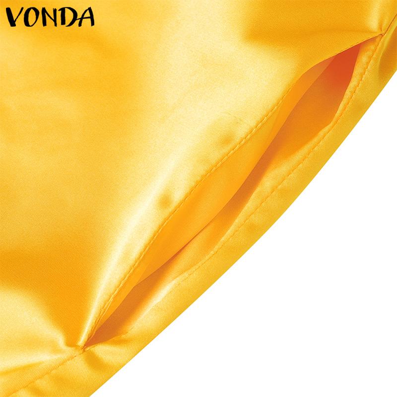 VONDA Летнее женское безрукавное бретелька однотонное атласное повседневное пляжное свободное макси-плиссированное платье