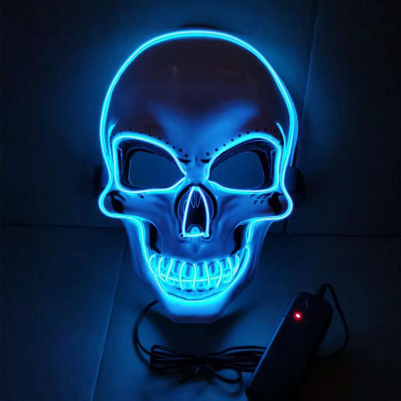 Halloween Horror Scary Ghost Head Clown Bar Dj Nightclub Led Cold Light Mask White Skull Glowing Ghost Face
