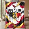 Belgium Football Printed Flannel Blanket Skin Friendly Warm Decorative Throw for Indoor Couch Bed Daily Use