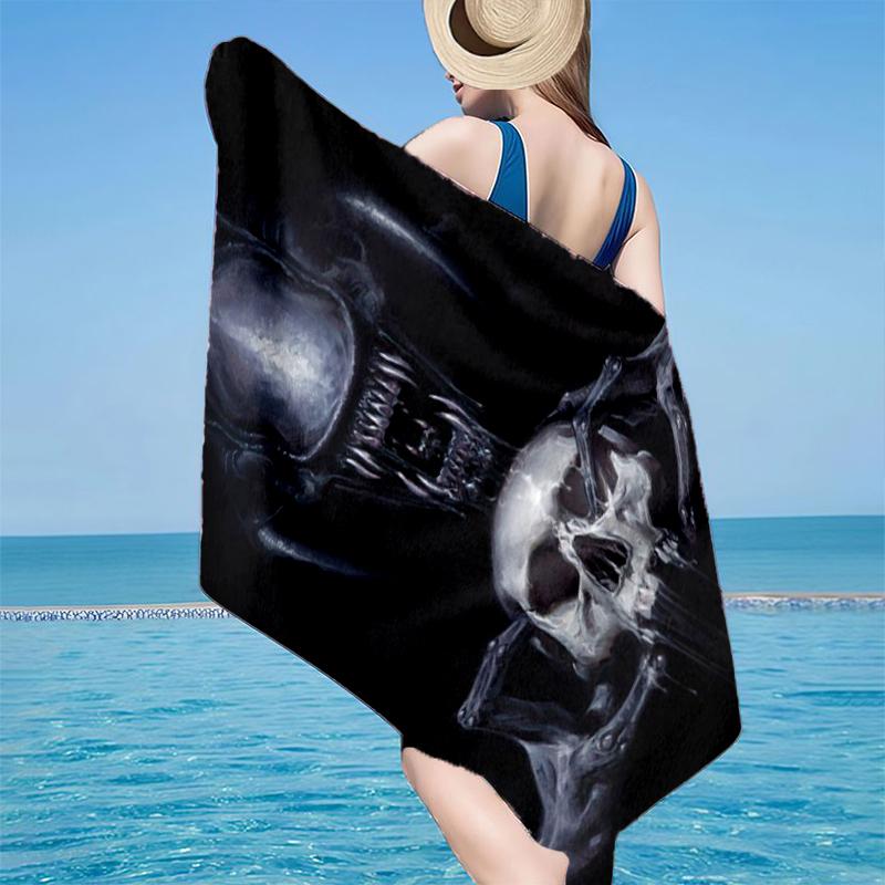 Alien horror Artwork Beach Towel, Super Soft Microfiber, Gift for Her/Him, Birthday, for Pool, Beach, Travel, Home Decor Fan gifts