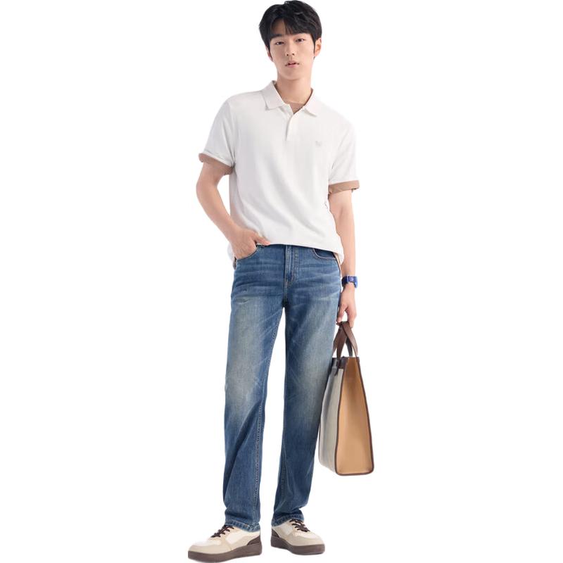 JOEONE Мужские базовые джинсы из эластичного денима прямого кроя