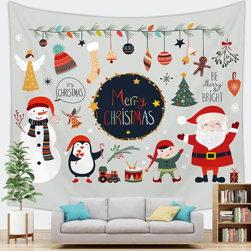 С Рождеством, Рождественская елка, Санта-Клаус, снеговик, гобелен с принтом, украшение для дома, гостиной, спальни, стены, гобелен