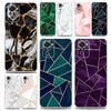 New Square Clear Phone Case For Xiaomi Redmi Note 12 11 9S 9 8 10 Pro+ 7 8T 9C 9A 8A K40 Gaming Silicone Cover Marble Geometric
