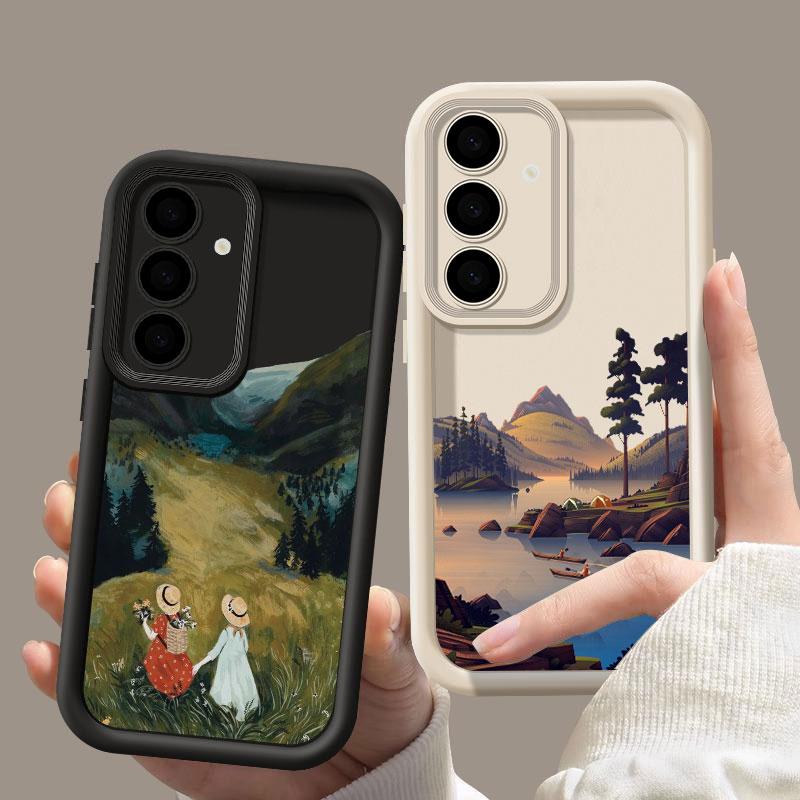 Чехол на телефон с пейзажем для Samsung S26 S25 S24 S23 S21 Ultra Вид на озеро и лес Восход солнца Для Galaxy S25 S24 FE S26 Plus Чехол