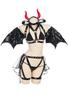 Lavender Devil Bound Costume with Black PU Leather and Wings, Perfect for Halloween, Women's, Size LL