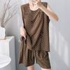 Sleeveless vest shorts with chest pads, cotton and silk pajamas, women can wear loungewear in summer, anti-bumping high-end suit