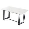 140x80cm Black Dining Table with 4 Chairs Set, Modern Kitchen Dining Table Set, Black Velvet Dining Chairs, Black Iron Leg Table