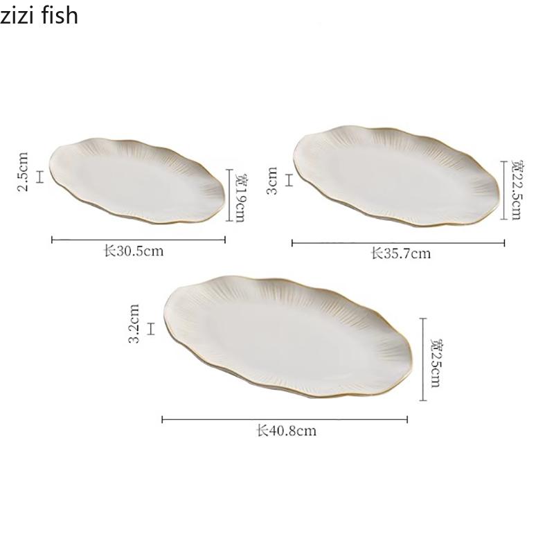Винтажная керамическая тарелка в виде листа лотоса Тарелка для рыбы на пару Тарелка для барбекю Десертные тарелки Тарелки для суши Специальная гостиничная посуда