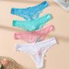 4Pcs/Set Women Panties Sexy Lace Perspective Underwear Low Waist Solid Seamless Underpants Breathable Plus Size Female Lingerie