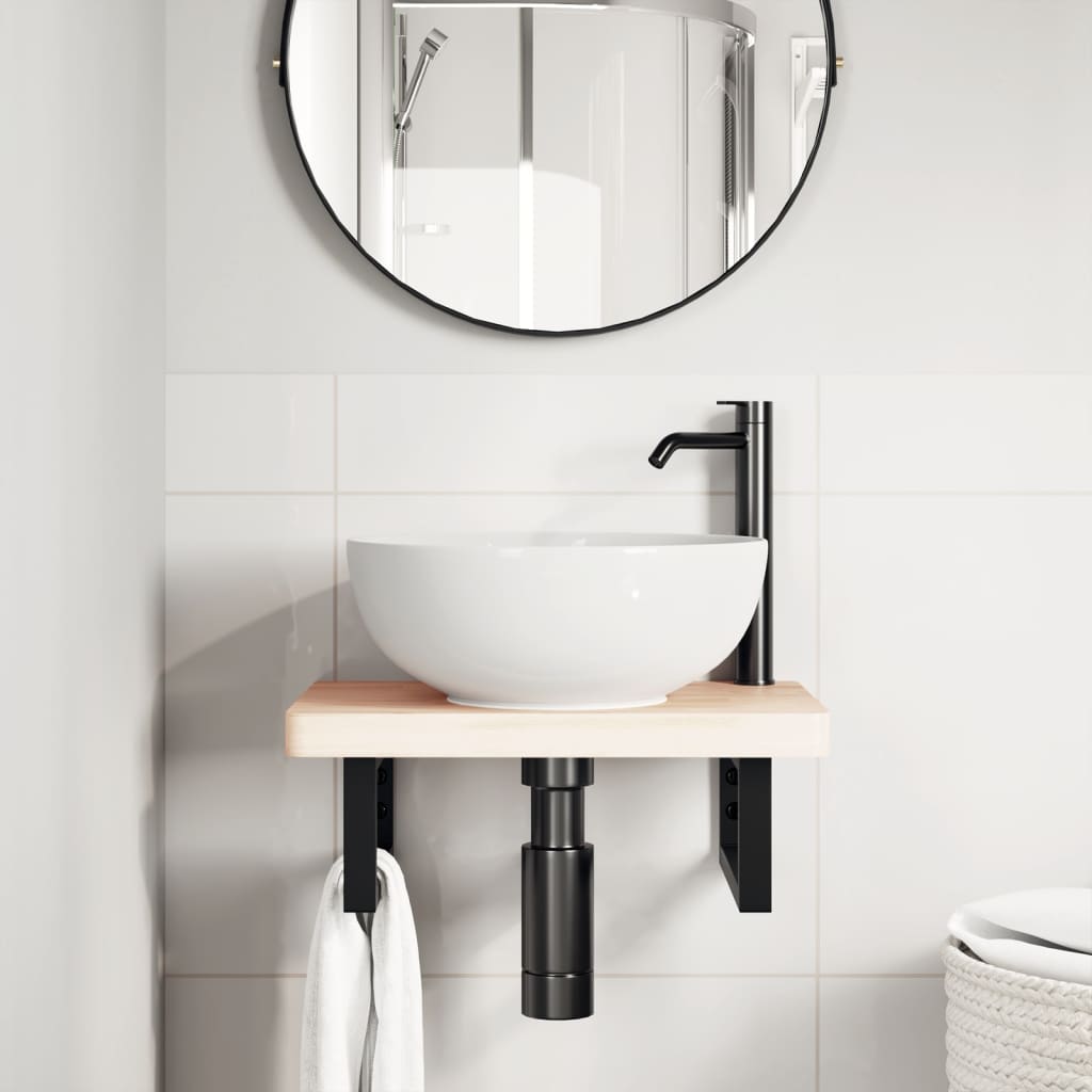 Washbasin Mounting Brackets 2 pcs Black Rectangular Steel