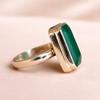 Изумрудное кольцо для женщин, эффектное кольцо, серебро 925 пробы, кольцо с драгоценным камнем, украшения ручной работы, кольцо в стиле бохо, подарок для нее