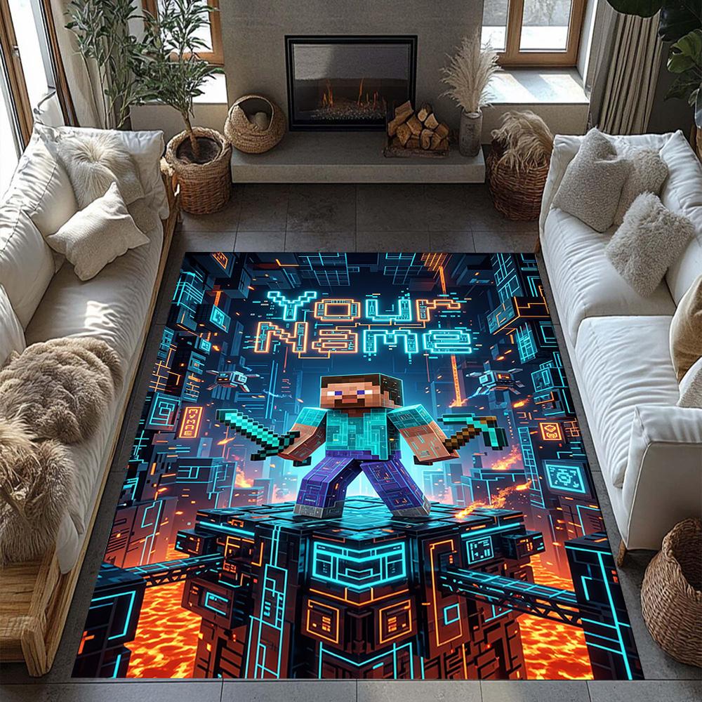 Minecraft Customized Name Area Rug Perfect For Decorate Room Balcony Outdoor Hallway Antislip Rug Anime Office Decor Gift For Festivals
