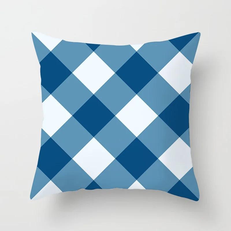 Office Living Room Home Pillowcase Geometric Black and Blue Pattern Printed Pillowcase Car Ornaments
