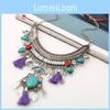 Ethnic Style Simulation Gemstone Decoration Women Necklace With Tassel Design For Art Lovers