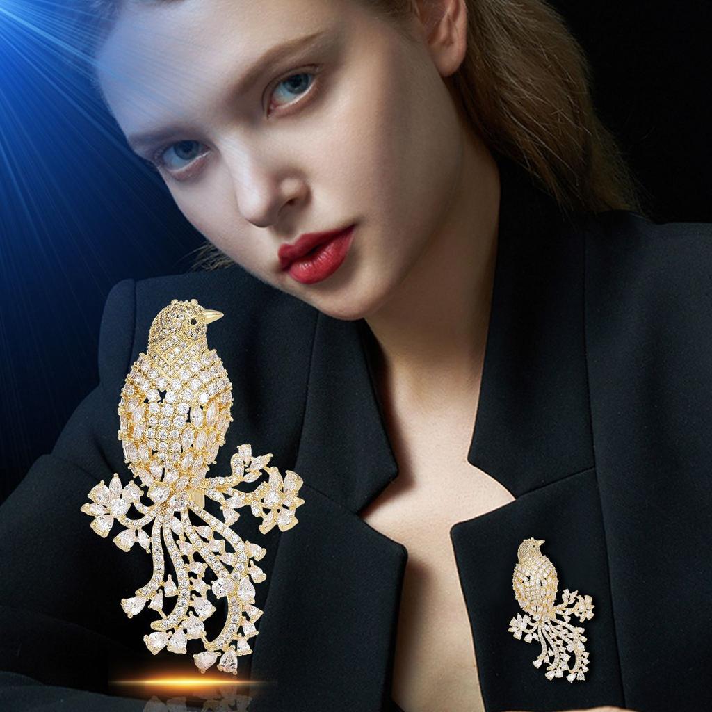 Heavy Industry Temperament Elegant Brooch Bird Luxury Full Of Zirconium Elegant Coat Accessories Corsage Clothes Accessories