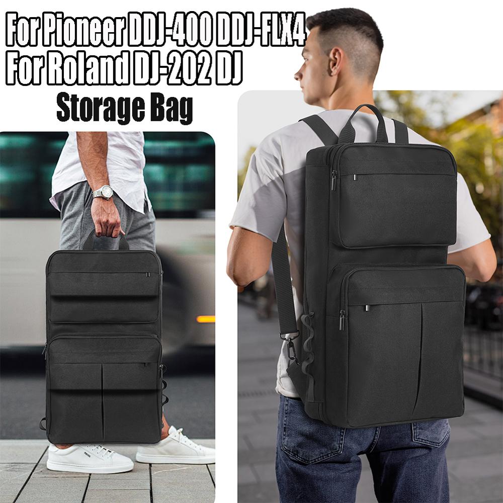 DJ Backpack for Pioneer DDJ-400/DDJ-FLX4/Roland DJ-202 DJ Controller Case Carrying Case Adjustable Shoulder Strap Storage Bag