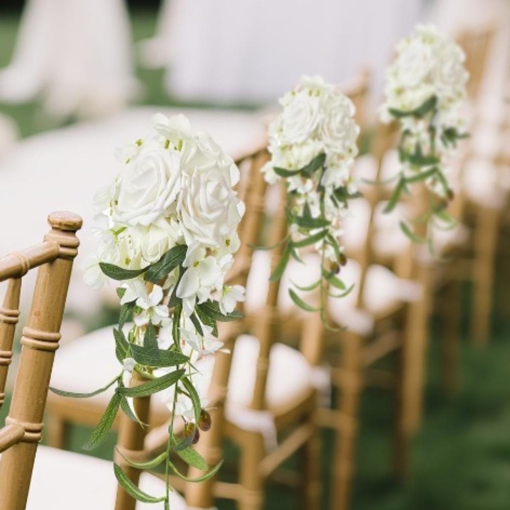 Rose Eucalyptus Wedding Chair Back Flower Rustic Pew Rose Flower  Party Home Decor