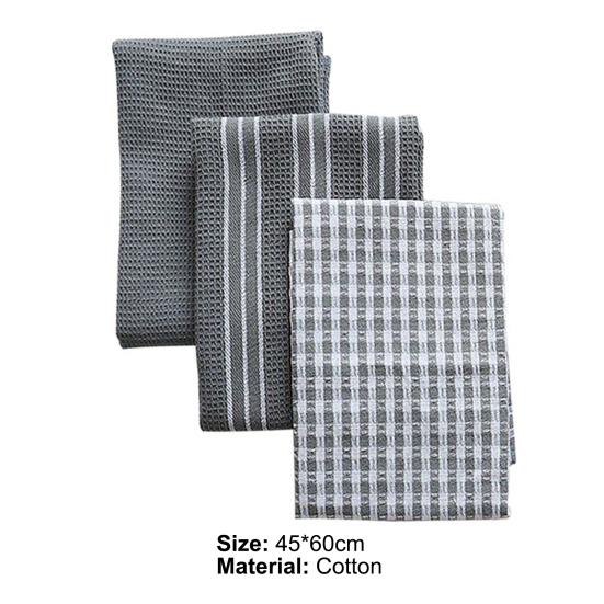 3 шт./компл. ткань для чистки, супервпитывающее, моющееся, устойчивое к разрыву, компактное кухонное полотенце с полосатым узором в клетку