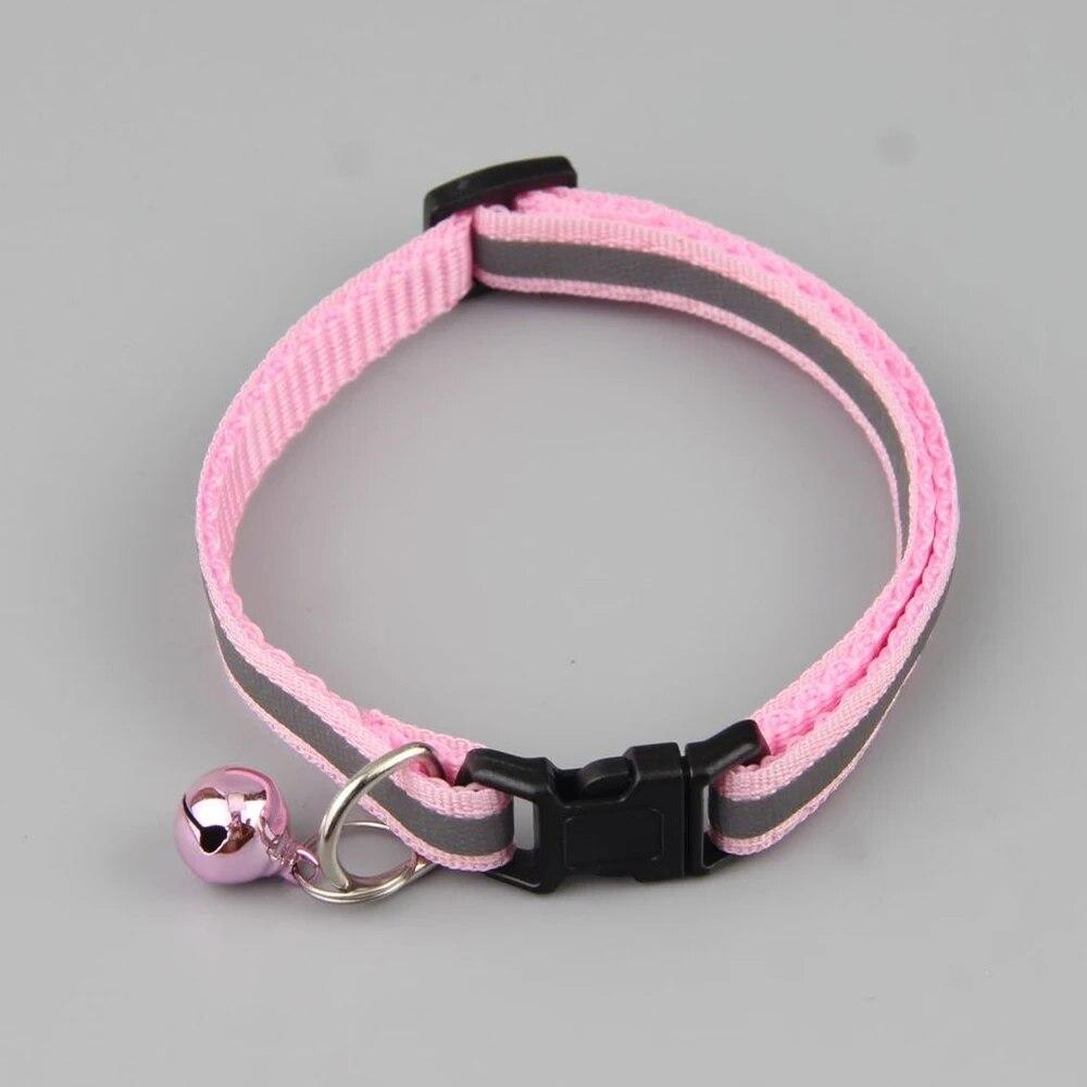 Светоотражающий кошачий ошейник с регулируемой пряжкой, кольцо на шею, ожерелье, колокольчик, товары для домашних животных, безопасный нейлоновый воротник Colla para gatos