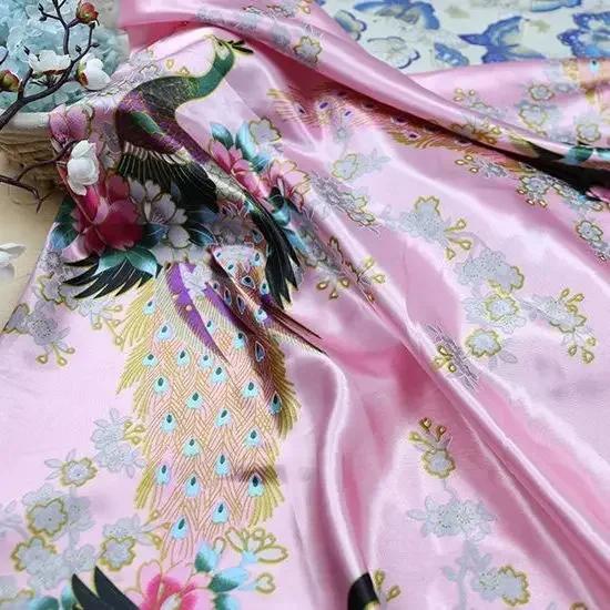 200*150cm Printed Simulated Silk Satin Fabric Kimono DIY Sewing Floral Fabric Home Furniture Decoration Material Cloth