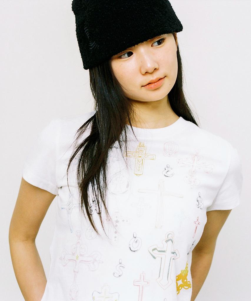 WEBHOUSE Sketch Cross Angel Tea - White