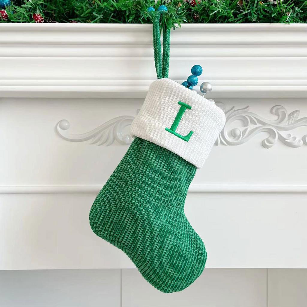 Рождественские чулки, маленькие вышитые буквы, вязаные рождественские подвесные чулки, украшения, декор для рождественской вечеринки