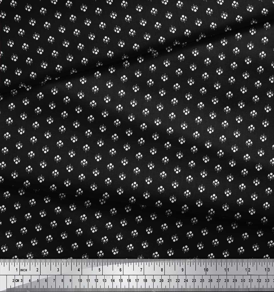 Soimoi Japan Crepe Satin Fabric Dot & Ikat Small Motif Shirting Print Fabric by the Metre 42 Inch