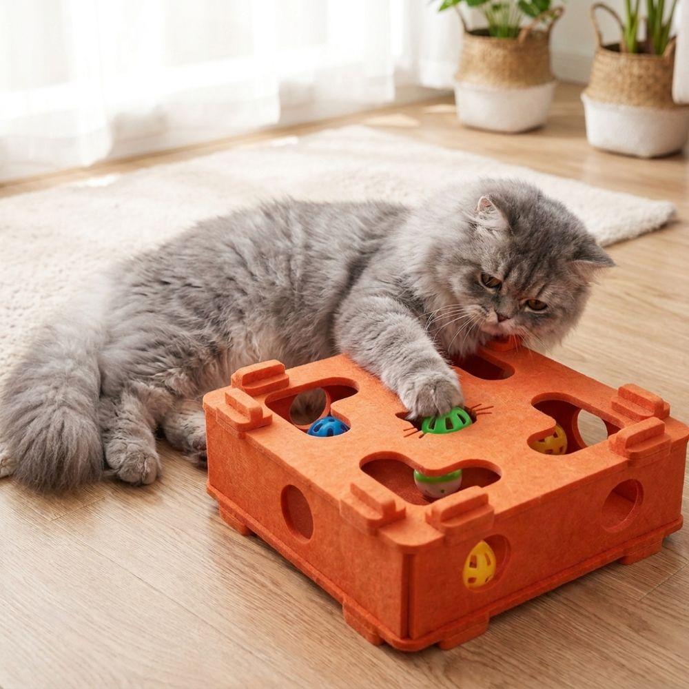 Bite Resistant Cat Maze Play Box Felt Cat Teaser Box Detachable Interactive Cat Toy Kitten