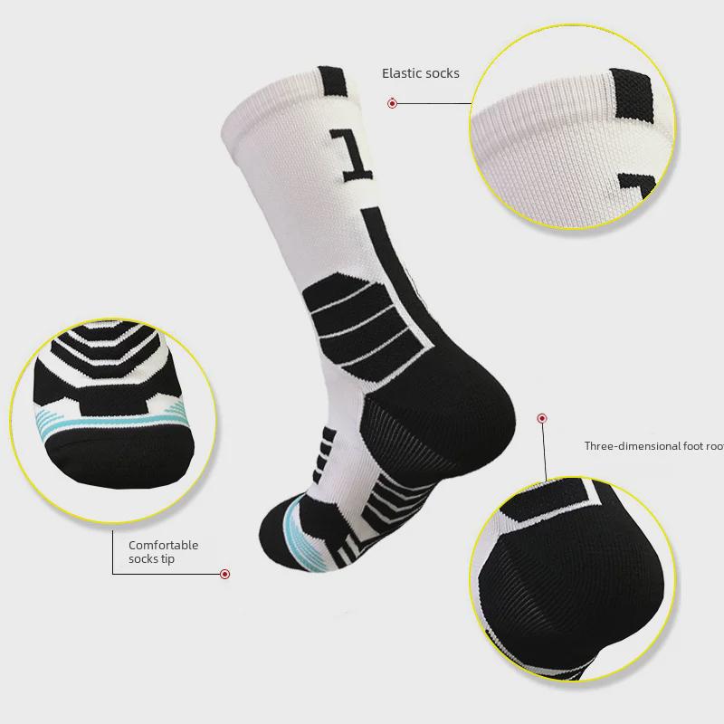 Мужские цифровые баскетбольные носки — Elite Towel-Feel, до середины икры, дизайн со звездным номером, осенние и зимние спортивные товары первой необходимости