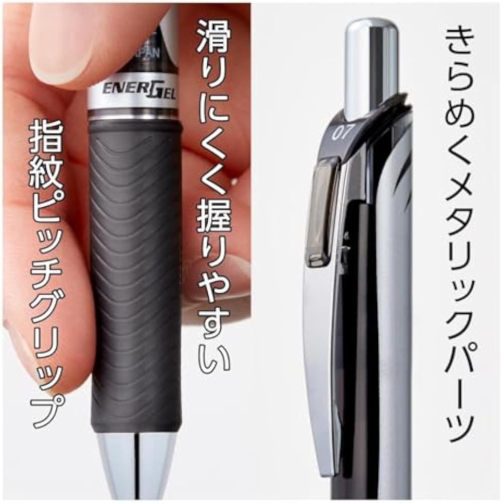 Pentel Шариковая ручка Гелевые чернила Гелевая Нажимной механизм 1,0 мм Серебристый корпус BL80-A Черный