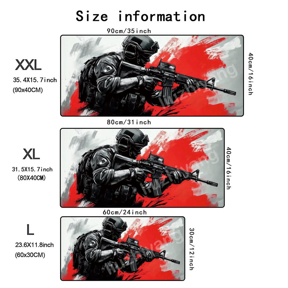 Soldier Mouse Pad Large Computer Office Game Table Mat Xxl Rubber AntiSlip Stitched Edge Keyboard Mats Washable Desk Pads