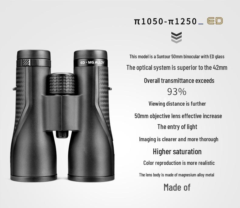 Бинокли серии Shuntu P: 1050/1250, ED стекло, Магниевый сплав, SMC, Высокоотражающее диэлектрическое покрытие.