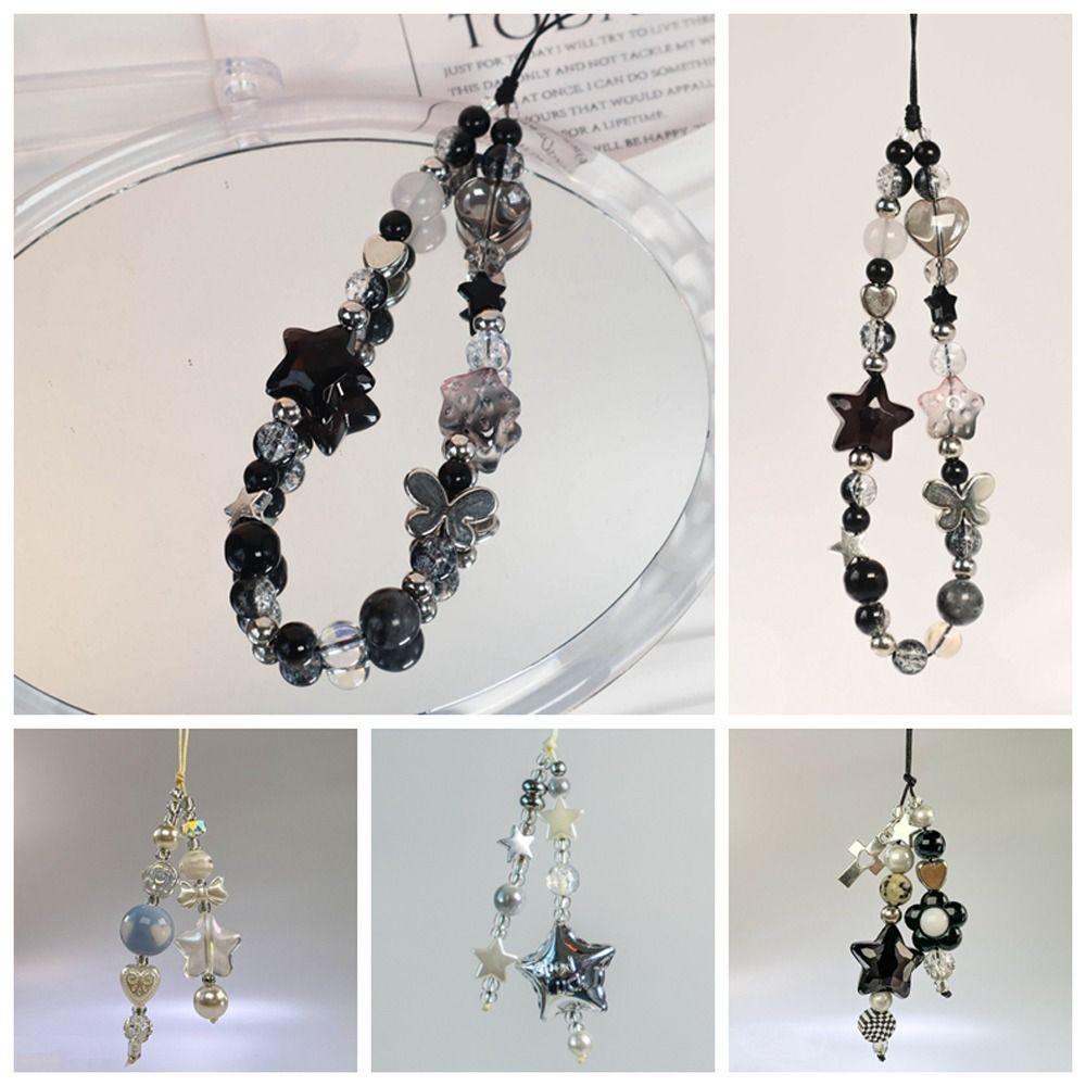 Gothic Style Y2K Phone Strap Star Heart Cell Phone Chain Fashion Mobile Phone Lanyard Phone Charm