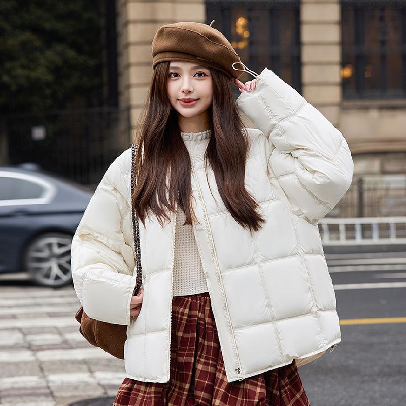 Квадратная пуховая хлопковая куртка для женской зимы новая свободная повседневная с круглым вырезом большого размера хлопковое пальто для женщин