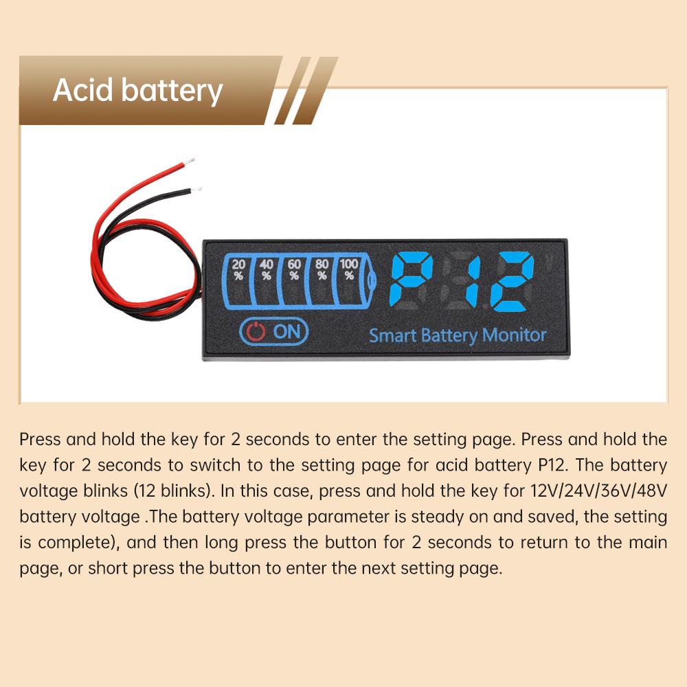 LED Battery Voltage Tester Module Battery Charge Indicator Panel Acid/Lipo Lithium Battery Capacity Board Voltage Battery Tester