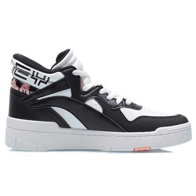 Disney x Li Ning Wave Superwave Mid Повседневные кроссовки на средней платформе для скейтбординга Женские Черно-белые AGCQ238-2