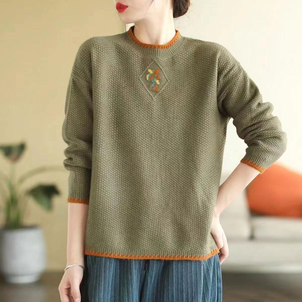 WTEMPO Женский вязаный свитер, зимний свободный свитер больших размеров с круглым вырезом