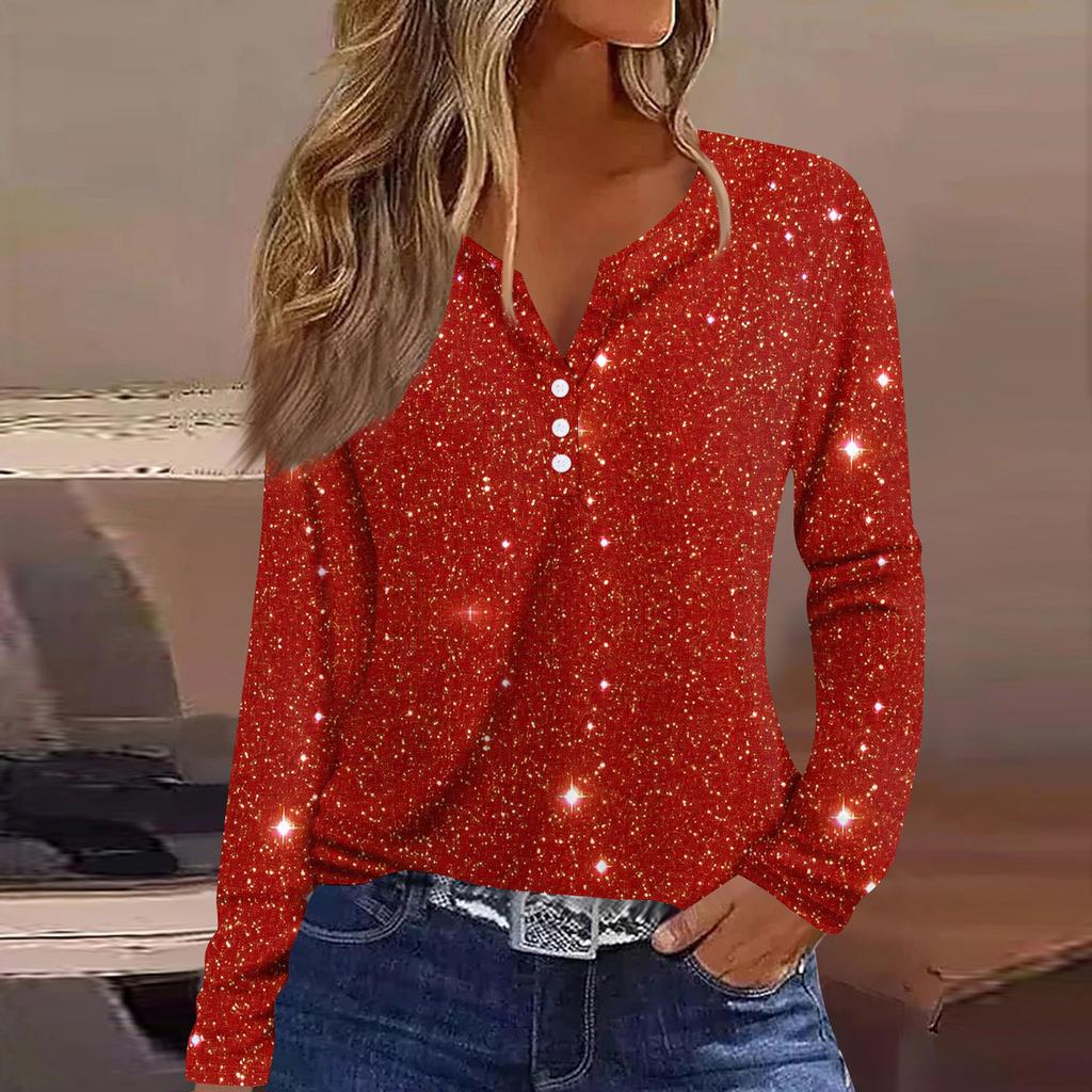 Women's Fashion Casual Floral Print V Neck Long Sleeved Button Up T Shirt Top Long Sleeved Top