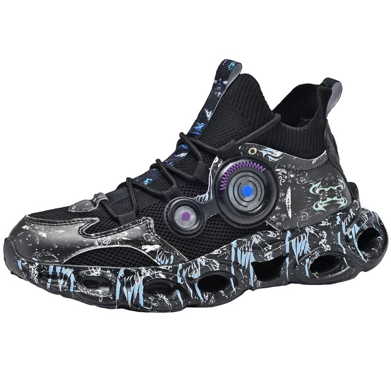 Модная мужская спортивная и повседневная обувь Fly Woven Breathable Blade Shoe High Elastic Running Shoes Large Size Non-Slip Men Basketball Shoes