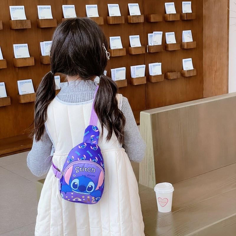 Lilo Stitch Cartoon Kids Crossbody Bag With Breathable Nylon For Daily Use