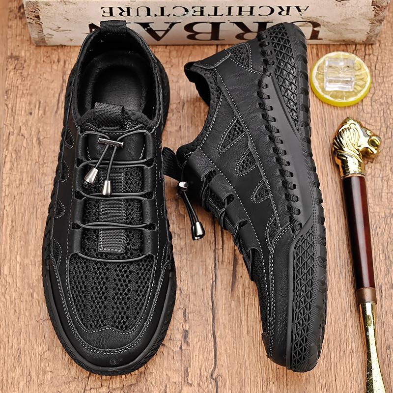 Летние мужские кроссовки для отдыха на открытом воздухе, дышащая сетка, повседневные туфли на плоской подошве, обувь для вождения, большой размер 39-46