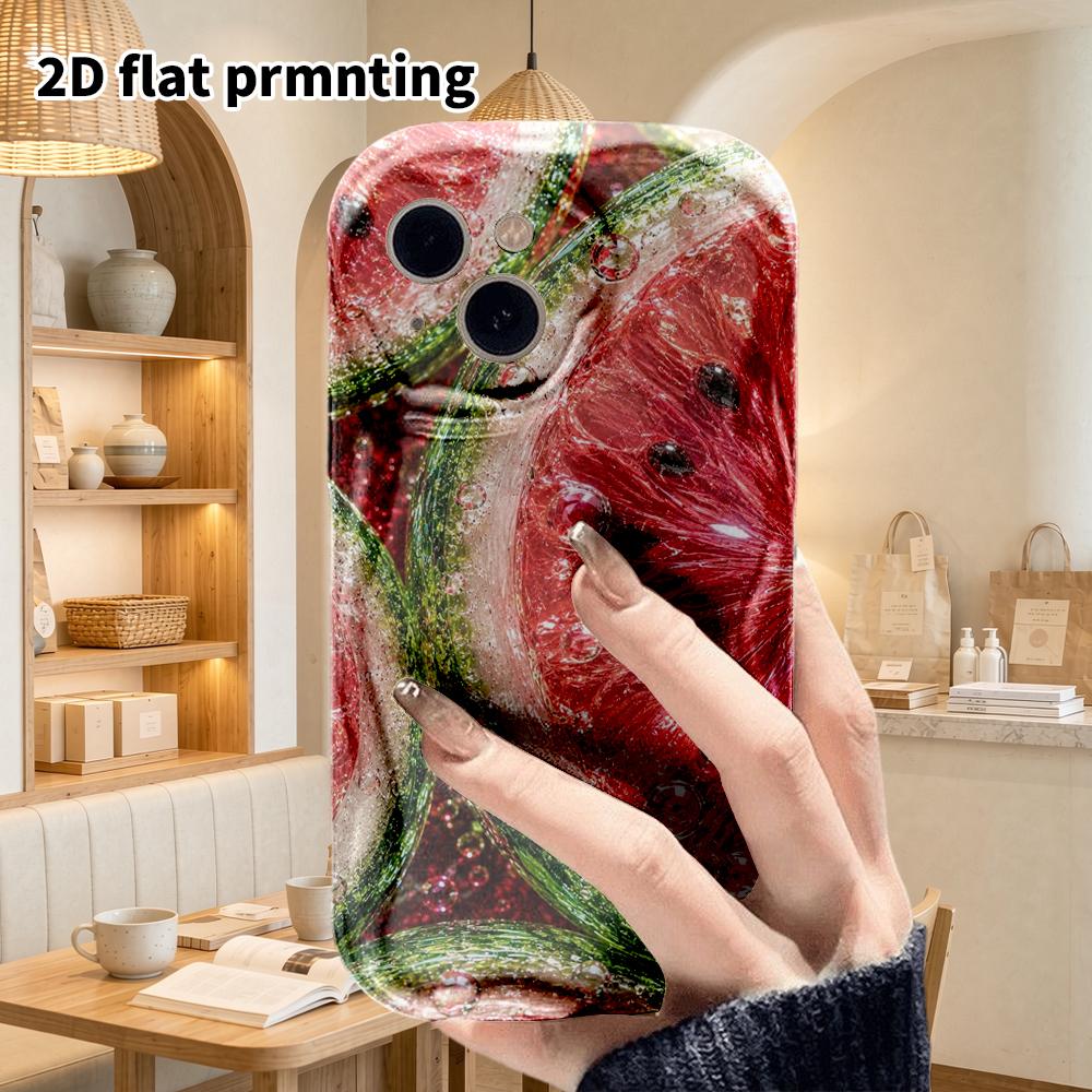 Phone Case: 2D flat design suitable for iPhone 18 17 16 15 14 13 Pro film protective case, couple style, glass watermelon piece, Christmas and Hallowe