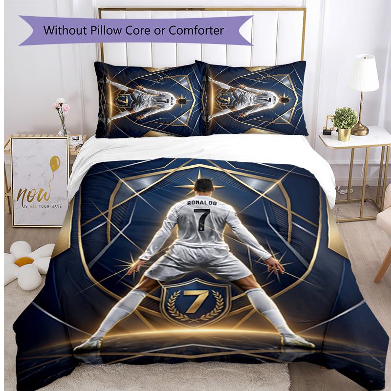 Cristiano Ronaldo Printed Bedding 3 Piece Set Cozy Breathable Bed Cover Set as Housewarming Holiday Gift