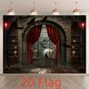 1 2D banner multi-functional photography background cloth with magic broom and vampire castle for parties and events