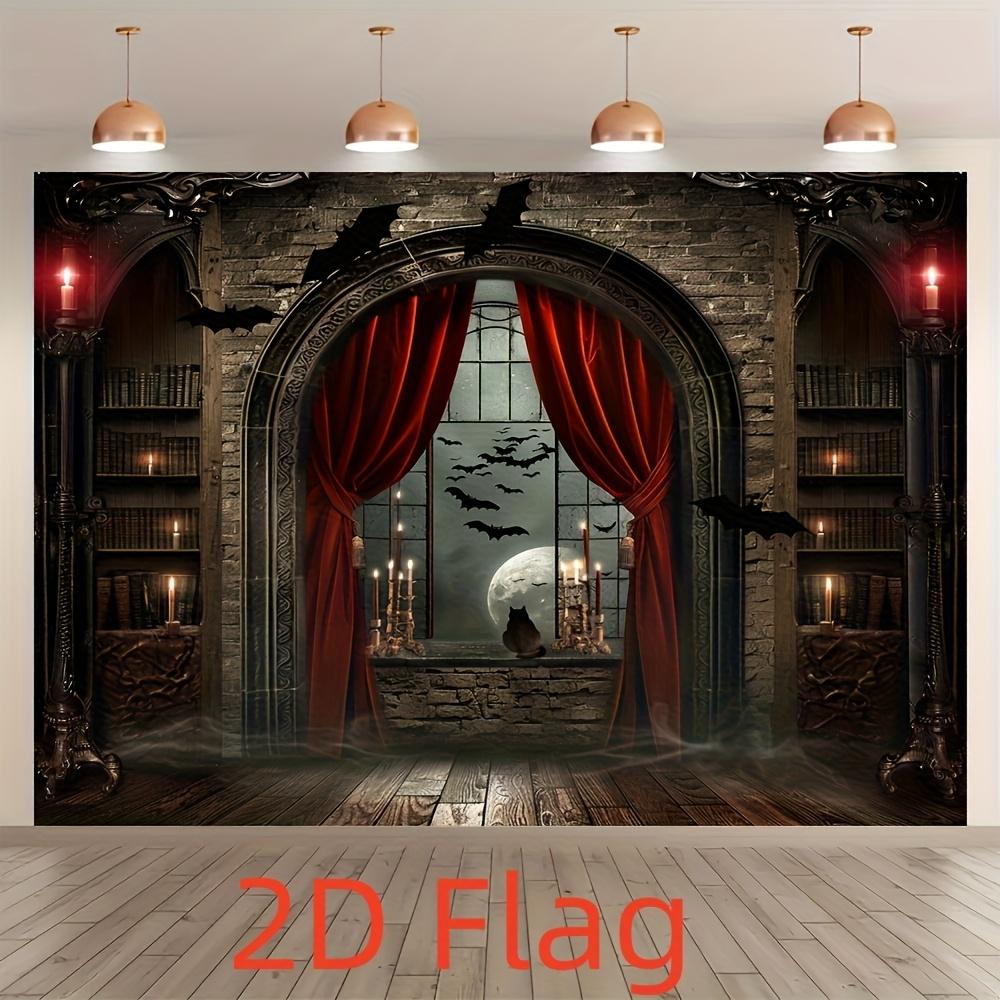 1 2D banner multi-functional photography background cloth with magic broom and vampire castle for parties and events