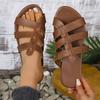 Пляжные тапочки на плоской подошве для женщин, модные летние однотонные кожаные пляжные сандалии с открытым носком, офисные женские тапочки для улицы