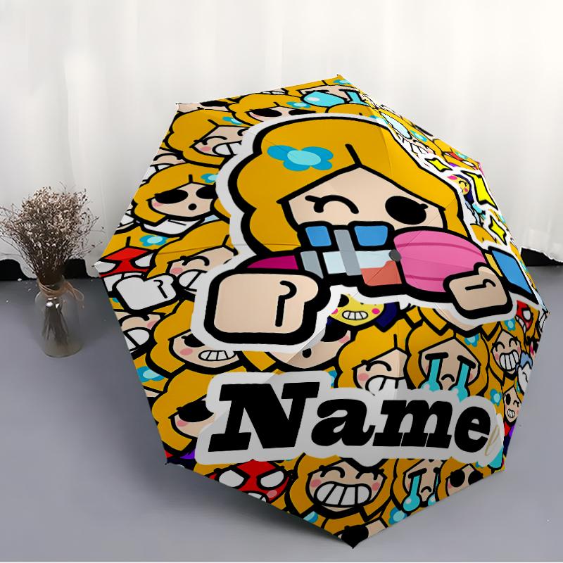 Personalized Name B-Brawl Stars Print Umbrella - Automatic Open/Close, Eight-Rib Durable Frame, Automatic Folding Umbrella
