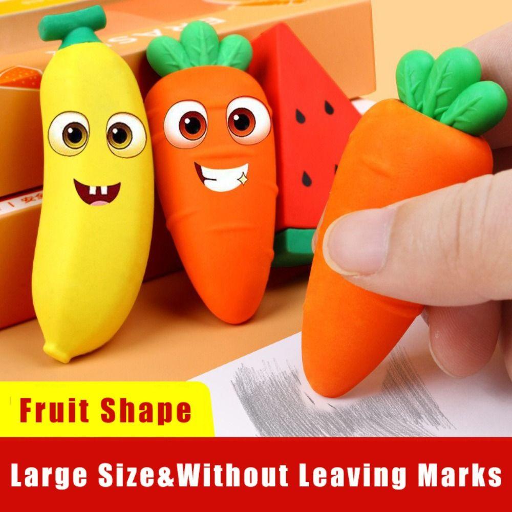 Without Leaving Marks Pencil Eraser Carrot/Strawberry/Mango Huge Eraser  School Office